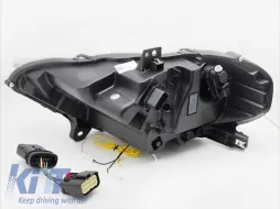 Tuning-LED-Scheinwerferkit geeignet für Ford Mustang 2018-2021 mit schwarzem Gehäuse, für das Modell mit serienmäßigen Tagfahrlichtern, mit dynamischen Blinkleuchten, links und rechts-image-6152940