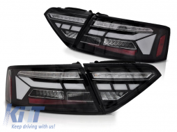Tuning LED tail light kit suitable for Audi A5 2011-2016 with black base, featuring dynamic turn signal, left and right - ABAUTX6010077