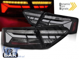 Tuning LED tail light kit suitable for Audi A5 2011-2016 with black base, featuring dynamic turn signal, left and right-image-6151701