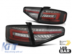 Tuning LED tail light set suitable for Audi A4 B8 sedan 2012-2015 with red and white base for the model with halogen tail lights, left and right - ABAUTX6010062