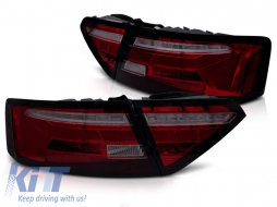 Tuning LED tail light set suitable for Audi A5 2011-2016 with red smoked base, featuring dynamic turn signal, left and right - ABAUTX6010078