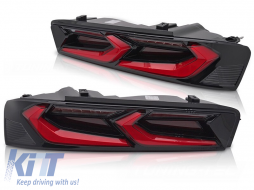 Tuning LED tail light set suitable for Chevrolet Camaro 2016-2018, with dynamic turn signal, black-red base, left and right - ABCHTX6010181