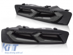 Tuning LED tail light set suitable for Chevrolet Camaro 2016-2018, with dynamic turn signal, black smoked base, left and right - ABCHTX6010182