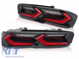 Tuning LED tail light set suitable for Chevrolet Camaro 2019-2023, with dynamic turn signal, black-red base, left and right - ABCHTX6010183