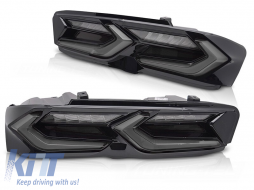 Tuning LED tail light set suitable for Chevrolet Camaro 2019-2023, with dynamic turn signal, black smoked base, left and right - ABCHTX6010184