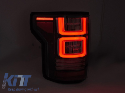 Tuning LED tail light set suitable for Ford F150 2014-2020, with dynamic turn signal, smoked base, left and right-image-6237741
