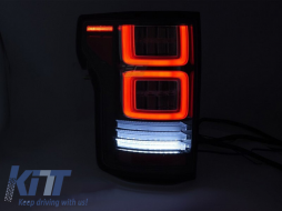 Tuning LED tail light set suitable for Ford F150 2014-2020, with dynamic turn signal, smoked base, left and right-image-6237743