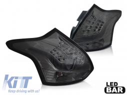 Tuning LED tail light set suitable for Ford Focus hatchback 2011-2014 with fully smoked base, left and right - ABFOTX6010209
