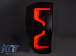Tuning LED tail light set suitable for Ford Ranger 2011-2018, with dynamic turn signal, smoked black base, left and right-image-6237747