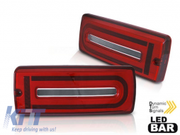 Tuning LED tail light set suitable for Mercedes G-Class W463 1990-2018 with red-white base, featuring dynamic turn signal, left and right - ABMETX6010259