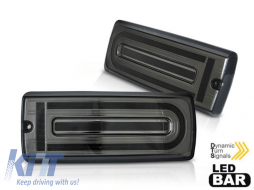 image-25-Tuning LED tail light set suitable for Mercedes G-Class W463 1990-2018 with smoked base, featuring dynamic turn signal, left and right