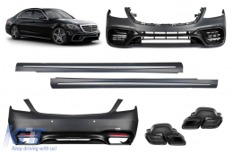 image-46-Tuning package 63 type suitable for Mercedes S class W222 2017-2020 with black exhaust tips, long wheelbase