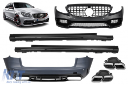 image-74-Tuning package A design suitable for Mercedes C-Class S205 estate 2013-2018 with chrome/black GT grille and chrome tips