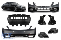 Tuning package type 63 suitable for Mercedes S-Class W222 2017-2020 with black tips, without side skirts - ABMEBK6008295