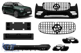 Tuning package with black elements and chrome/black grille suitable for Mercedes GLS X167 2020-2023 for the model equipped with A Design line rear bumper - ABMEBK6007794