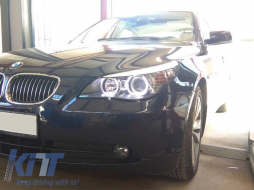 Tuning-Scheinwerferkit mit LED-Engelaugen geeignet für BMW E60/E61 2003-2007, links und rechts-image-6152471
