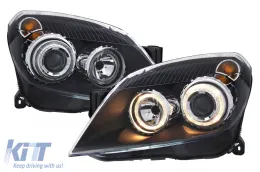 image-57-Tuning-Scheinwerfersatz mit Angel Eyes geeignet für Opel Astra H 2004-2009 Limousine, Kombi mit schwarzem Gehäuse, links und rechts