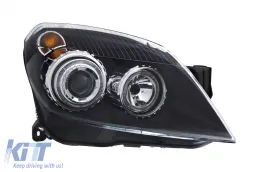 Tuning-Scheinwerfersatz mit Angel Eyes geeignet für Opel Astra H 2004-2009 Limousine, Kombi mit schwarzem Gehäuse, links und rechts-image-6153128