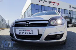 Tuning-Scheinwerfersatz mit Angel Eyes geeignet für Opel Astra H 2004-2009 Limousine, Kombi mit schwarzem Gehäuse, links und rechts-image-6153134