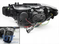 Tuning-Scheinwerfersatz mit gelben DRL-Leuchten geeignet für BMW 3er Reihe F30 Limousine, F31 Touring 2011-2015 mit schwarzem Gehäuse, links und rechts-image-6152673