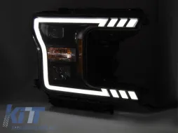Tuning-Scheinwerfersatz mit LED-Licht geeignet für Ford F150 2017-2020 mit schwarzem Gehäuse, mit dynamischen Blinkern, links und rechts-image-6238444