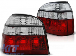 Tuning tail light set suitable for Volkswagen GOLF 3 09.1991-08.1997 hatchback, convertible with red and white base, left and right - ABTLV6021509