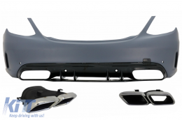 image-28-Tylny zderzak z Wydechowy Tłumik Porady Chrom dla Mercedes C W205 14-20 C63 Look