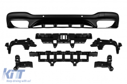 Type 63 diffuser suitable for rear A Design line, GLC63, GLC43 bumper of Mercedes GLC X253 2016-2022 -oo--oo-, with black trim - ABMERA6011474