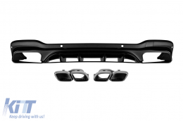 Type 63 diffuser with chrome tips suitable for rear A Design line, GLC63, GLC43 bumper on Mercedes GLC X253 after 2019 -oo-oo-, with black trim - ABMERA6011515