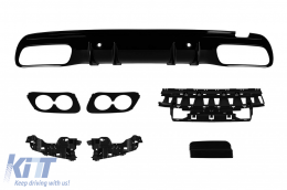 Type A Design diffuser suitable for rear A Design line bumper of Mercedes C-Class W205 2014-2020 -oo--oo-, black lacquer - ABRBDM6027388