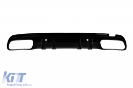 Type A Design diffuser suitable for rear A Design line bumper of Mercedes C-Class W205 2014-2020 -oo--oo-, black lacquer-image-6265543
