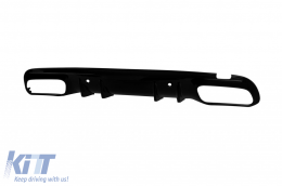 Type A Design diffuser suitable for rear A Design line bumper of Mercedes C-Class W205 2014-2020 -oo--oo-, black lacquer-image-6265544