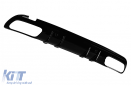 Type A Design diffuser suitable for rear A Design line bumper of Mercedes C-Class W205 2014-2020 -oo--oo-, black lacquer-image-6265545