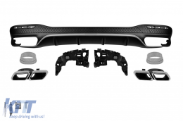 Type A Design diffuser with chrome tips suitable for rear bumper for Mercedes GLS X166 2015-2019 -oo--oo- - ABRBDM6027305