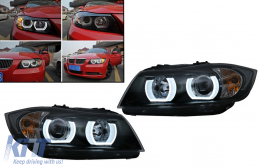 U-LED 3D Fanária Emprós Xenón katállhloi gia BMW Seirá 3 E90 Limouzína E91 Touring (03.2005-08.2008) LHD Mavro-image-6079717