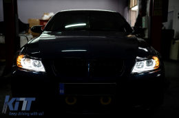 U-LED 3D Faros halógenos para BMW Serie 3 E90 E91 03.2005-08.2008 LHD Negro-image-6098473