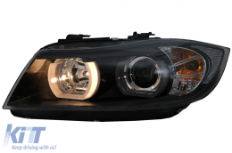 U-LED 3D fényszóró BMW 3 E90 Limousine E91 Touring (03.2005-08.2008) balkormányos modellekhez, fekete-image-6081326