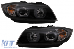 U-LED 3D fényszóró BMW 3 E90 Limousine E91 Touring (03.2005-08.2008) balkormányos modellekhez, fekete-image-6081329