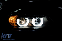 U-LED 3D Headlights Halogen suitable for BMW 3 Series E90 Limousine E91 Touring (03.2005-08.2008) LHD Black-image-6098476