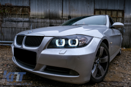 U-LED 3D Headlights Halogen suitable for BMW 3 Series E90 Limousine E91 Touring (03.2005-08.2008) LHD Black-image-6099672