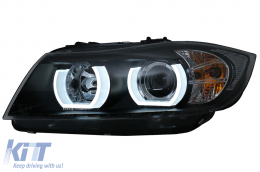 U-LED 3D Scheinwerfer Halogen für BMW 3er E90 E91 03.2005-08.2008 LHD Schwarz-image-6081320