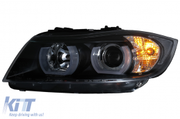 U-LED 3D Scheinwerfer Halogen für BMW 3er E90 E91 03.2005-08.2008 LHD Schwarz-image-6081324