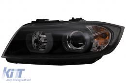 U-LED 3D Scheinwerfer Halogen für BMW 3er E90 E91 03.2005-08.2008 LHD Schwarz-image-6081328