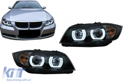 image-48-U-LED 3D Scheinwerfer Halogen für BMW 3er E90 E91 03.2005-08.2008 LHD Schwarz