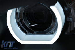 U-LED 3D Фарове Ксенон подходящи за BMW 3 Series E90 Лимузина E91 Touring (03.2005-08.2008) LHD Черен-image-6079430