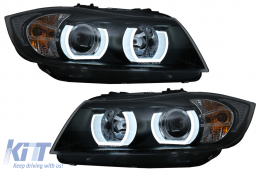 image-11-U-LED 3D Фарове Халоген подходящи за BMW 3 Series E90 Лимузина E91 Touring (03.2005-08.2008) LHD Черен