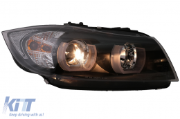 U-LED 3D Фарове Халоген подходящи за BMW 3 Series E90 Лимузина E91 Touring (03.2005-08.2008) LHD Черен-image-6081338
