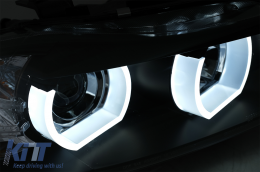 U-LED 3D Фарове Халоген подходящи за BMW 3 Series E90 Лимузина E91 Touring (03.2005-08.2008) LHD Черен-image-6081342