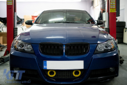 U-LED 3D Фарове Халоген подходящи за BMW 3 Series E90 Лимузина E91 Touring (03.2005-08.2008) LHD Черен-image-6098474