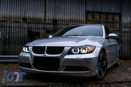 U-LED 3D Фарове Халоген подходящи за BMW 3 Series E90 Лимузина E91 Touring (03.2005-08.2008) LHD Черен-image-6099674